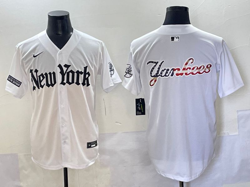 Men 2025 New York Yankees Blank White Five generations Joint Name Nike MLB Jersey style 113